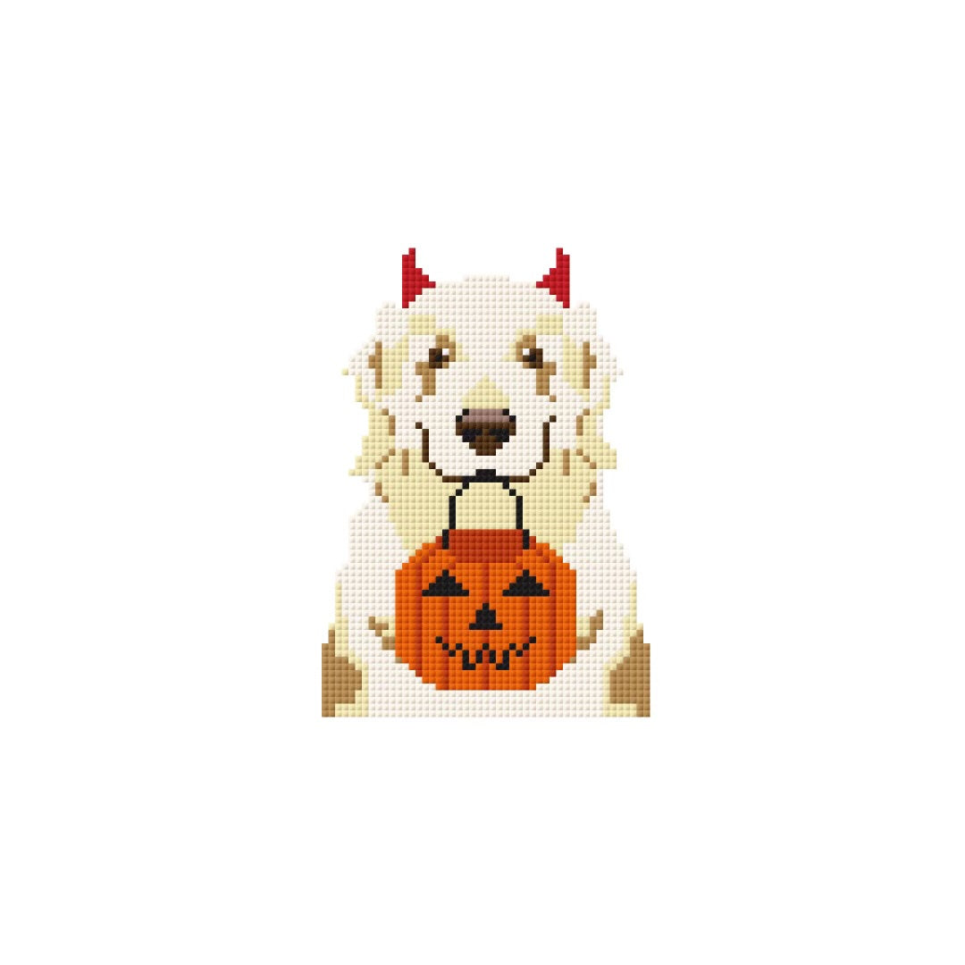 Halloween Golden Retriever Digital Stitch Chart