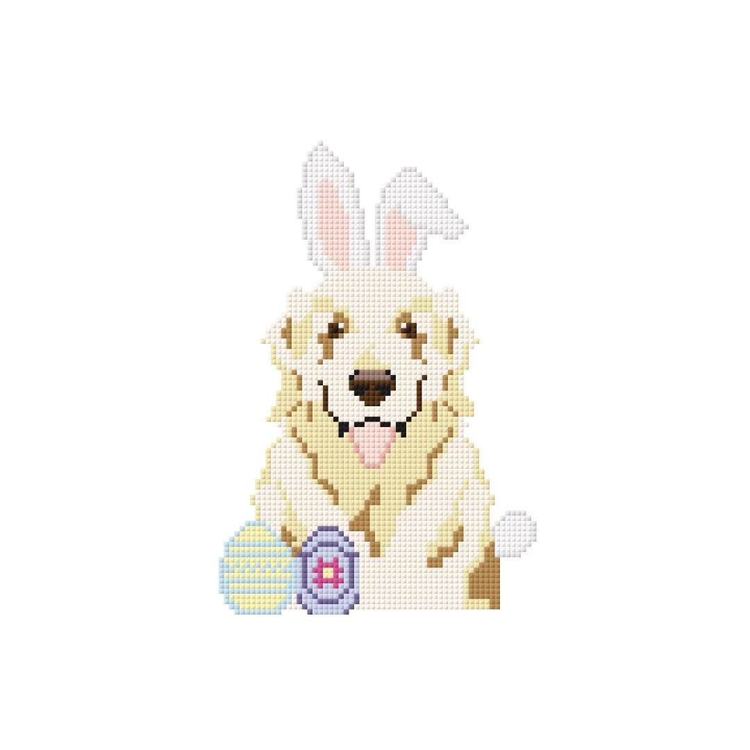 Easter Bunny Golden Retriever Digital Stitch Chart