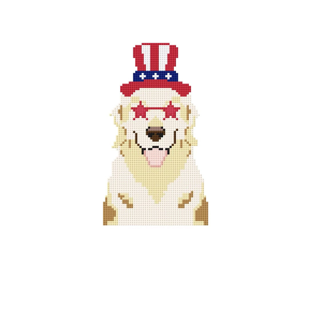 Fourth of July Golden Retriever Digital Stitch Chart