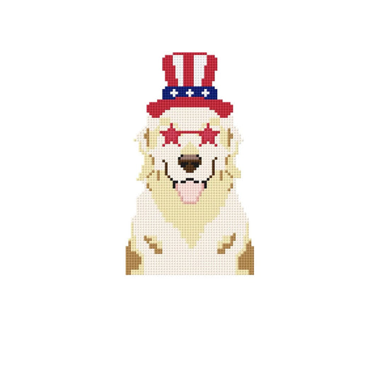 Fourth of July Golden Retriever Digital Stitch Chart