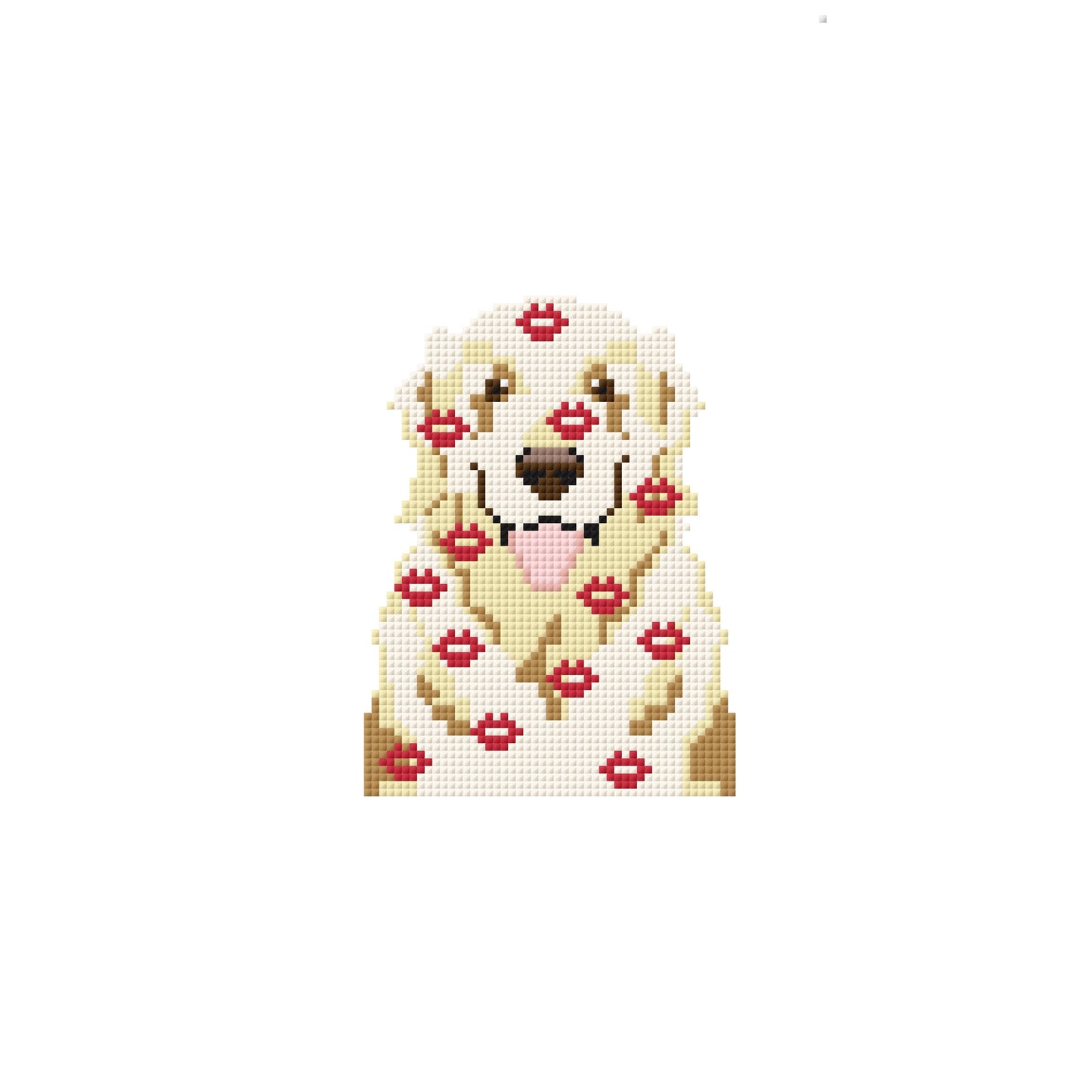 Valentine's Day Kisses Golden Retriever Digital Stitch Chart