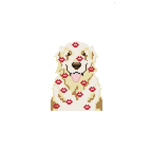 Valentine's Day Kisses Golden Retriever Digital Stitch Chart